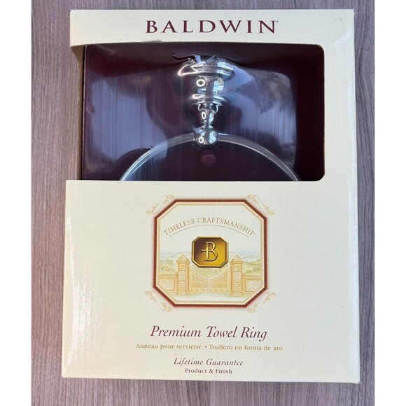 BALDWIN Premium Towel Ring EDGEWATER 3504-260 Polished Chrome Finish Solid Brass - Picture 1 of 7